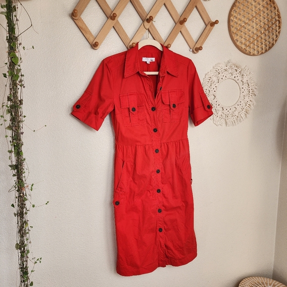 Derek Lam Collective Red Utility Dress Size 42 - Picture 2 of 12